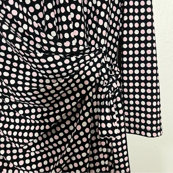 Anne Klein Chic Pink Black Polka Dot Women's Wrap Top Plus Size XL Office - Picture 5 of 7